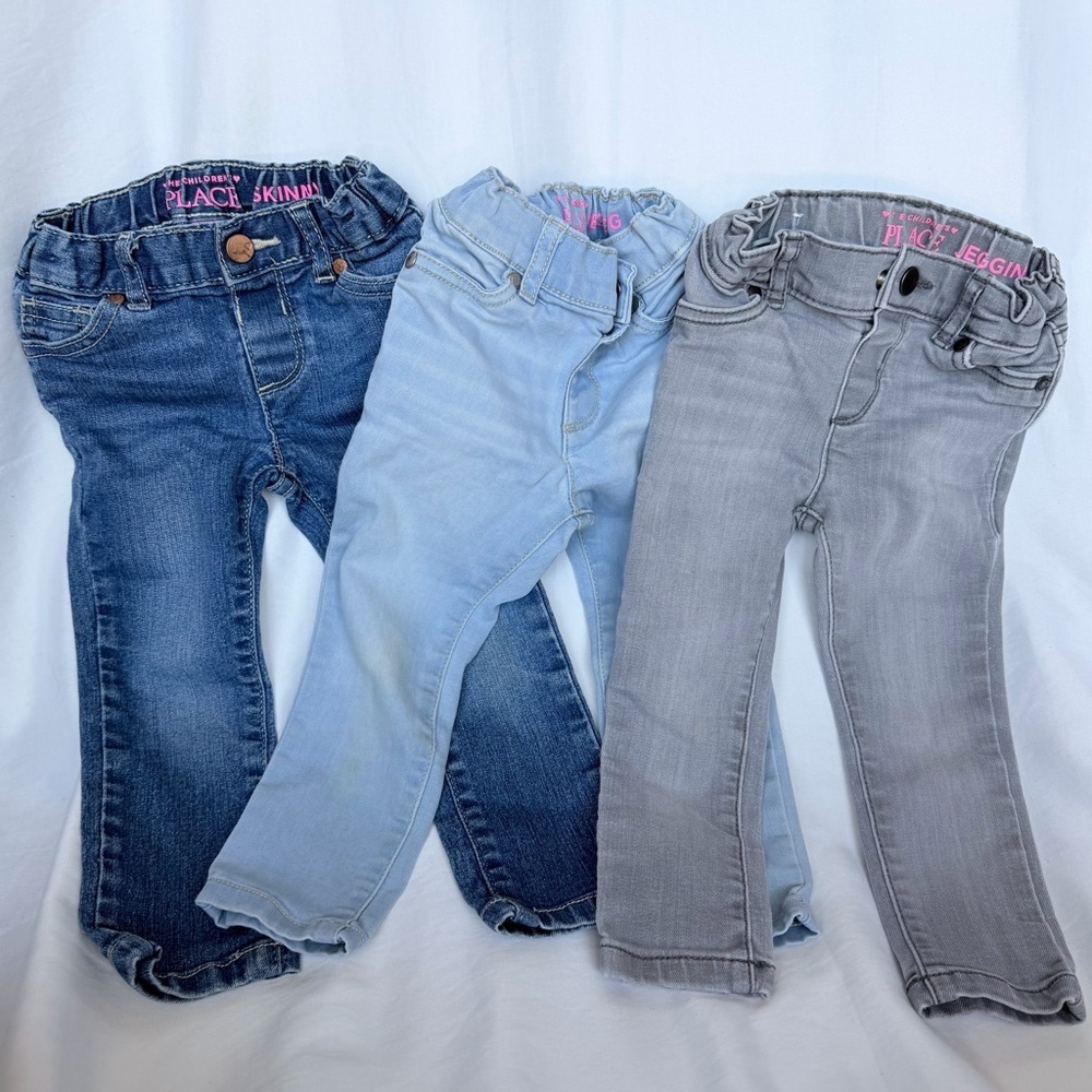 The Children's Place 3-Pack Skinny Jeggings - Dark Denim, Light Wash, Gray